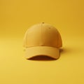 Yellow baseball cap displayed against a matching yellow background. The cap featur Royalty Free Stock Photo
