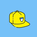 Yellow baseball cap line icon