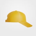 Yellow baseball. Mock up. Side view. Single yellow baseball cap or uniform hat, Template vector illustration isolated on white