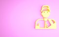 Yellow Baseball player icon isolated on pink background. Minimalism concept. 3d illustration 3D render Royalty Free Stock Photo