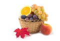 Yellow basket and fruit grapes