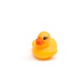 Yellow bath duck on white Royalty Free Stock Photo