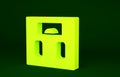 Yellow Bathroom scales icon isolated on green background. Weight measure Equipment. Weight Scale fitness sport concept