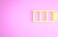 Yellow Battery charge level indicator icon isolated on pink background. Minimalism concept. 3d illustration 3D render