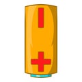 Yellow battery icon, cartoon style