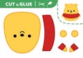 Yellow bear. Squishmallow. Cut and glue. Applique Paper game Bear Kawaii vector