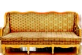 Yellow beautiful vintage sofa on white background