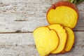 Yellow beet, sliced. Royalty Free Stock Photo