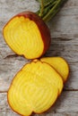 Yellow beet, sliced. Royalty Free Stock Photo