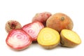 Yellow beets and red chioggia beets Royalty Free Stock Photo