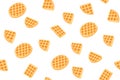 Yellow Belgian waffles seamless pattern for print design. Cartoon sweet vector illustration. Golden waffle slices on