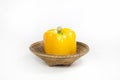 Yellow bell pepper in basket Royalty Free Stock Photo