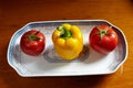 Yellow bell pepper and red tomatoes Royalty Free Stock Photo