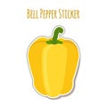 Yellow bell pepper sticker made in cartoon flat style Royalty Free Stock Photo