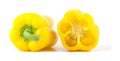 Yellow bell peppers isolated on white background. Royalty Free Stock Photo