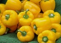 Yellow bell peppers on a market stall Royalty Free Stock Photo