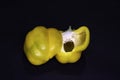 Yellow bellpepper or capsicum isolated on black background Royalty Free Stock Photo