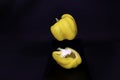 Yellow bellpepper or capsicum isolated on black background Royalty Free Stock Photo