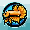 Yellow betta fish mascot. esport logo design