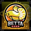 Yellow betta fish mascot. esport logo design