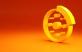 Yellow Bicycle brake disc icon isolated on orange background. Minimalism concept. 3d illustration 3D render Royalty Free Stock Photo