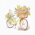 A Yellow Bicycle Built for Flowers: Springtime Joyride AI Generated
