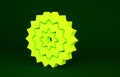 Yellow Bicycle cassette mountain bike icon isolated on green background. Rear Bicycle Sprocket. Chainring crankset with Royalty Free Stock Photo