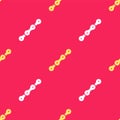 Yellow Bicycle chain icon isolated seamless pattern on red background. Bike chain sprocket transmission. Vector Royalty Free Stock Photo