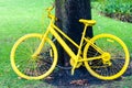 Yellow bicycle exposed in York city as a symbol of Tour de France through Yorkshire Royalty Free Stock Photo