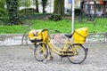 Yellow bicycle of postman from Deutche post, Berllin