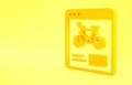 Yellow Bicycle rental mobile app icon isolated on yellow background. Smart service for rent bicycles in the city. Mobile