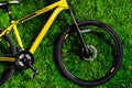 yellow bicycle on a studio white background Royalty Free Stock Photo