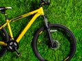 yellow bicycle on a studio white background Royalty Free Stock Photo