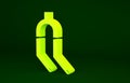 Yellow Bicycle suspension fork icon isolated on green background. Sport transportation spare part steering wheel