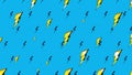 Yellow big thunderbolts pattern in 80s style