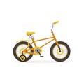 Yellow bike with training wheels, kids bicycle vector Illustration Royalty Free Stock Photo