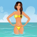 Yellow bikini girl Royalty Free Stock Photo