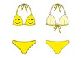Yellow bikini with smile print sketch vector illustration. Isolated on white Royalty Free Stock Photo