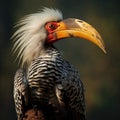 Yellow billed hornbill, bird art