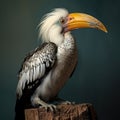 Yellow billed hornbill, bird art