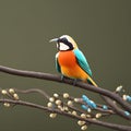 yellow billed kingfisher, blue and yellow bird