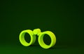 Yellow Binoculars icon isolated on green background. Find software sign. Spy equipment symbol. Minimalism concept. 3d Royalty Free Stock Photo