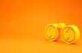 Yellow Binoculars icon isolated on orange background. Find software sign. Spy equipment symbol. 3d illustration 3D Royalty Free Stock Photo