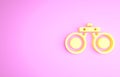 Yellow Binoculars icon isolated on pink background. Find software sign. Spy equipment symbol. Minimalism concept. 3d Royalty Free Stock Photo