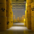 yellow bins with bacteriological danger symbol Royalty Free Stock Photo