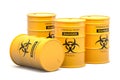 Yellow biohazard toxic waste barrels isolated on white background Royalty Free Stock Photo