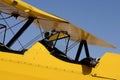 Yellow Biplane Cockpit with Flight Goggles and Bomber Jacket Royalty Free Stock Photo