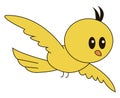 Yellow bird flying, illustration, vector Royalty Free Stock Photo