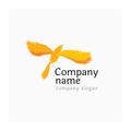 Yellow bird logo. Bright logotype for business. Abstract symbol for company