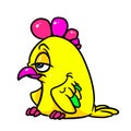 Yellow bird parody caricature chick isolated image animal